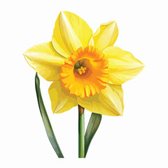 Yellow Daffodil Clipart isolated on white background