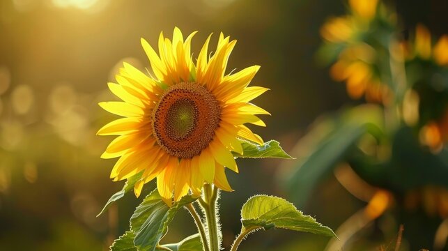 Sunflower in summer. Selective focus. Blurred background