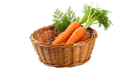 A fresh carrots in basket isolated on Transparent background.