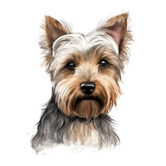 cute watercolor Yorkshire Terrier dog breed illustration