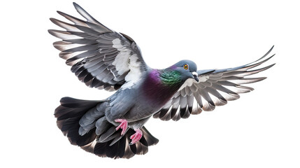 Obraz premium flying pigeon on white background