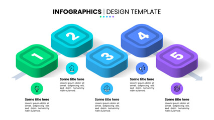 Infographic template. Isometric line with 5 steps