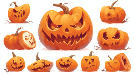Halloween scary pumpkins isolated on white background
