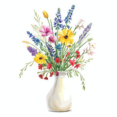 Vase of Wildflowers Clipart 