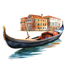 Venice Gondola Print Clipart isolated on white background