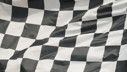 win winner checkered flag Black and white waving on  on post sign of final round end of line racing...