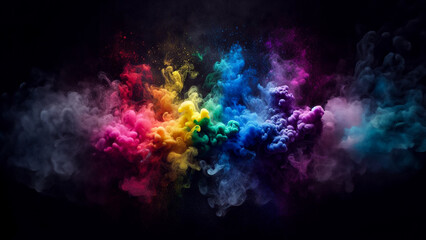 Obraz na płótnie Canvas Rainbow Haze: Smoke Swirls Against a Dark LGBT Background, Evoking Mystery and Intrigue