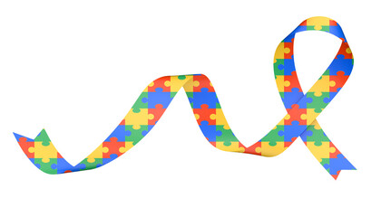 Colorful puzzle ribbon as symbol autism awareness