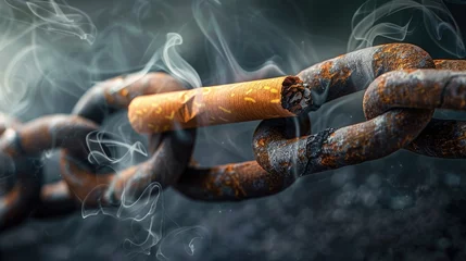 Foto op Plexiglas Detailed image of smoke chains binding a cigarette © Pungu x