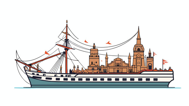 Indian ships icon outline vector. Bengal india.