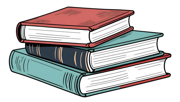 Hand drawn stacked books on isolated transparent background illustration design 