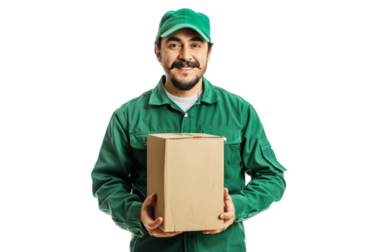 Delivery man isolated on transparent background 