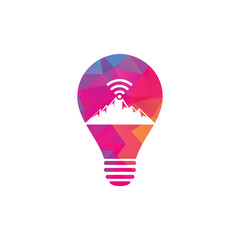 Wifi Mountain bulb shape Logo Icon Design. Mountain signal icon template.