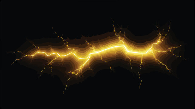 Isolated yellow electrical lightning strike visual