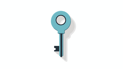 Key icon with long shadow. Flat design style. Round