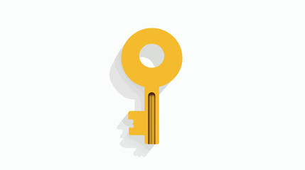 Key icon with long shadow. Flat design style. Round