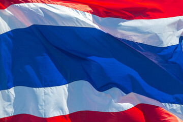 Textured background of waving flag of Thailand