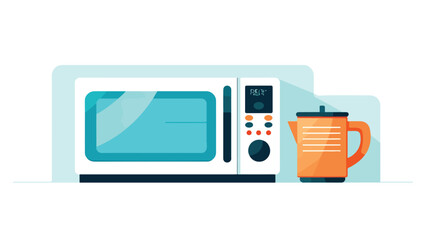 Microwave and kitchenware flat vector .  flat vector