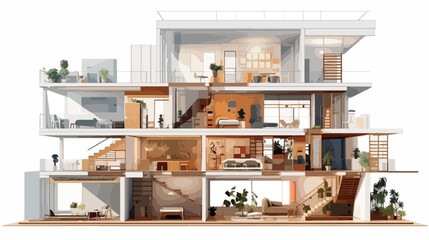 Models for architectural interior design flat vector