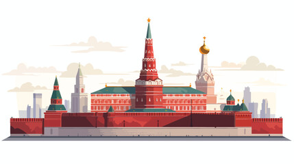 Moscows kremlin. Tourist attraction. Cartoon flat .