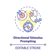 Directional stimulus prompting multi color concept icon. Prompt engineering technique. Guiding AI. Round shape line illustration. Abstract idea. Graphic design. Easy to use in article