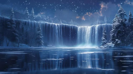 Foto auf Glas Icy esplanade celestial waterfall © AlexCaelus
