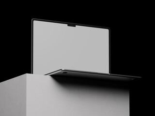 Device Screen mockup. Laptop pro with blank screens for your design. Realistic 3D illustration