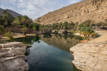 Water pools in the canyon, Wadi Bani Khalid, Oman