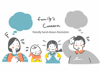 困る四人家族　お洒落でカワイイ手描きイラスト