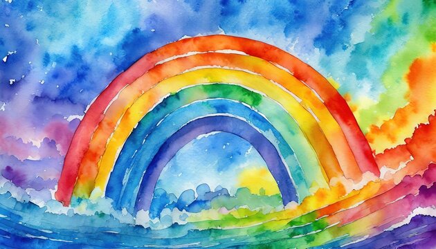 Colorful Watercolor Rainbow Painting