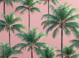 Palms Pattern 3D Rendering Illustration Design on Pink Background/Wallpaper