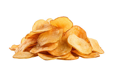 Potato chips pile isolated on transparent or white background, png