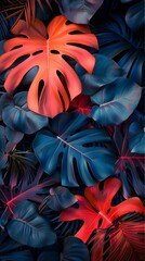 tropical leaves in ultraviolet light