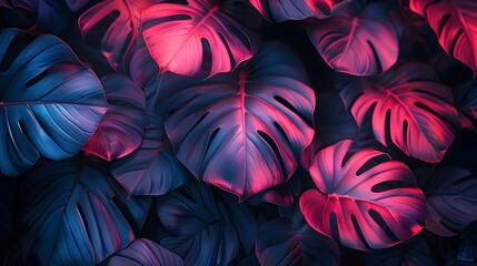 tropical leaves in ultraviolet light