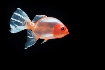 Fish in a transparent balloon with water. Creative minimal concept.