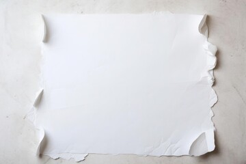 Torn rectangle shape, spectacularly torn white paper, the message is torn and transparent. Minimalism