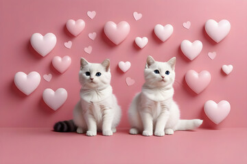 Fototapeta na wymiar Cats with hearts