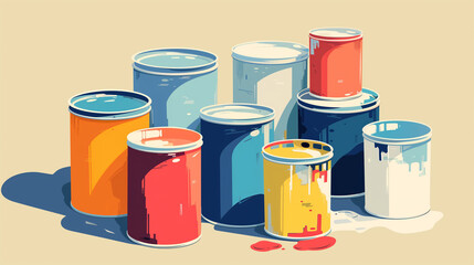 Abstract illustration of colorful buckets of paint, vector art