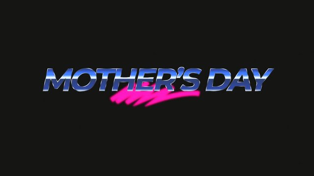 Pink and blue letters spelling Mothers Day stand out against a black background in this image, capturing the essence of this special occasion