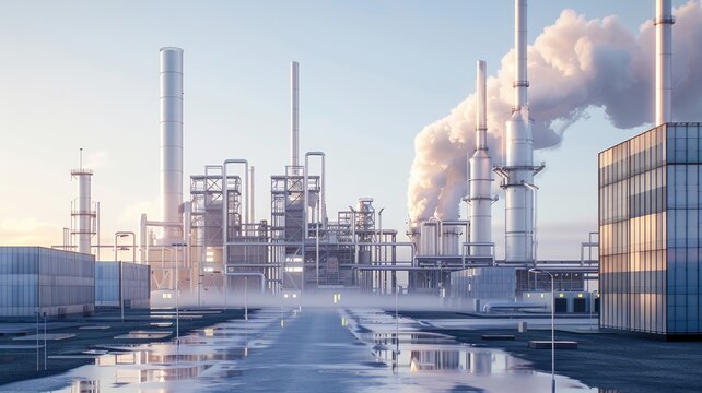 carbon capture and storage facilities, portraying their significance in reducing greenhouse gas emissions through meticulous attention to detail.