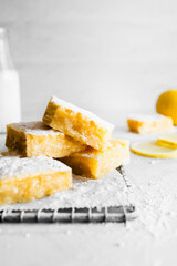 Lemon brownie in white kitchen