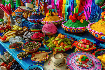 Obraz premium A vibrant display of traditional Mexican culinary treats