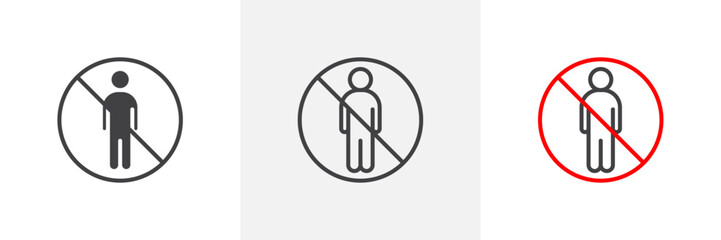 Men's Access Prohibited Sign. Male Entry Restriction Notice. No Men Entry Symbol - obrazy, fototapety, plakaty