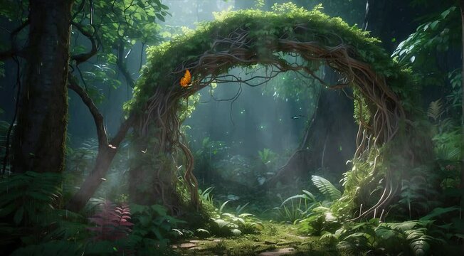 Immerse yourself in the enchanting spectacle of ancient forest grass, its verdant leaves dancing in the gentle breeze, depicted in captivating 4K video footage loop.