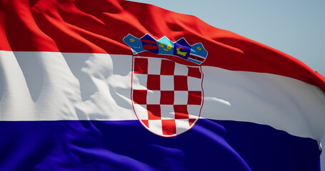 Croatia flag. National Croatian flag waving