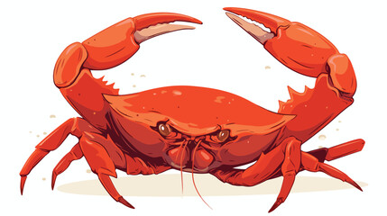 Red cancer on a white background. Sea food logo flat - obrazy, fototapety, plakaty