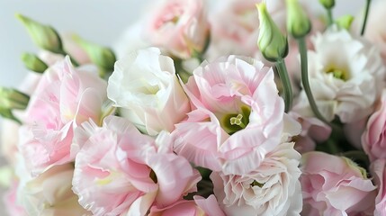 Beautiful bouquet of Eustoma flowers, close up view