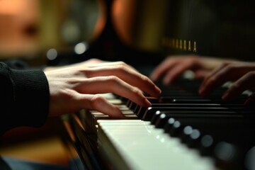 Obraz premium hands playing the piano, Generative AI