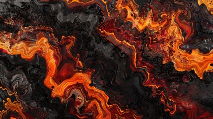 "Lava-like fluid art pattern with black and red swirls. Acrylic pour painting for design and background concept."