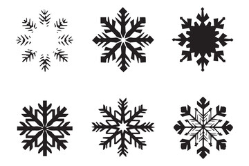 black silhouette snowflake white background vector